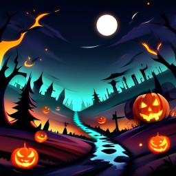 halloween landscape art